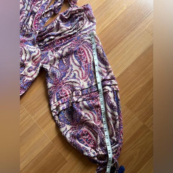Free People Mirage Paisley Maxi Dress Long Sleeve Boho Tassel Size 0 - Picture 7 of 16